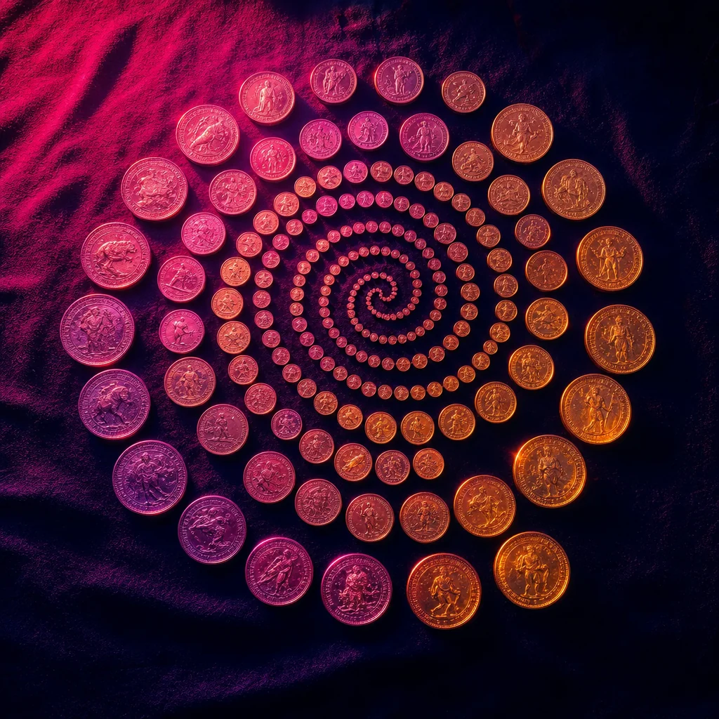 Cascading gold coins symbolising big baccarat payouts